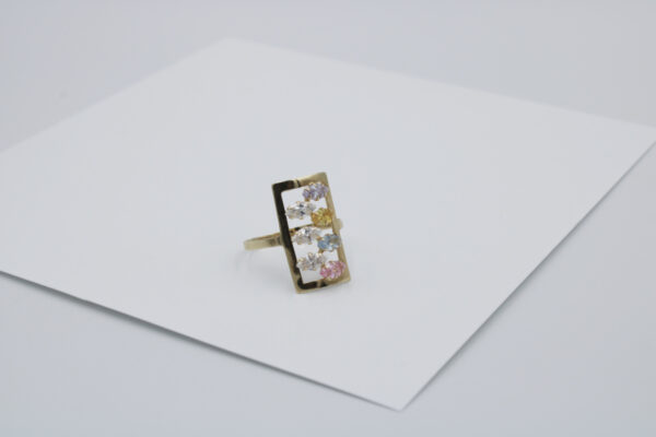 Sortija Lanzadera en Oro 18 k Circonitas de colores