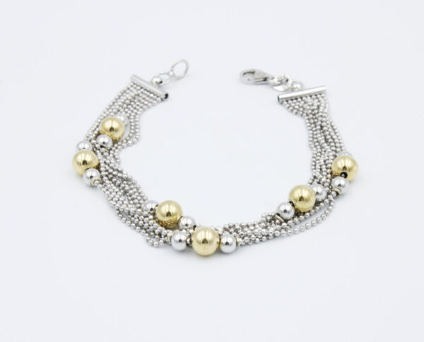Pulsera Bolas Plata ley Rodiada bicolor