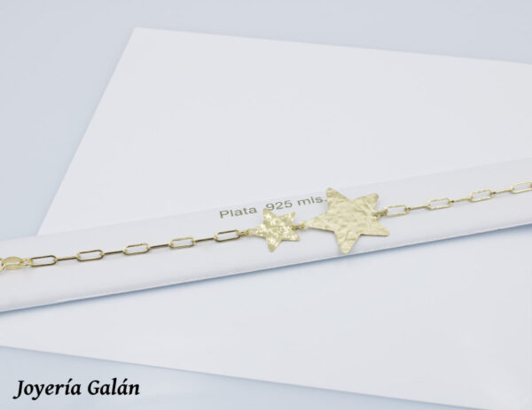 Pulsera estrellas  Plata ley 925 chapada - Imagen 2