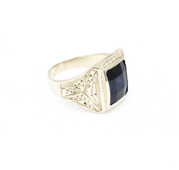 Sello Piedra azul en Oro 18k Hombre - Imagen 4