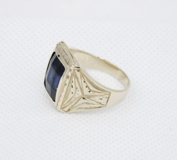 Sello Piedra azul en Oro 18k Hombre - Imagen 3