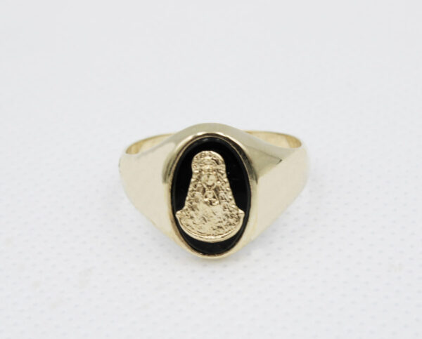 Sello Virgen del Rocio en Oro 18 K Piedra Onix