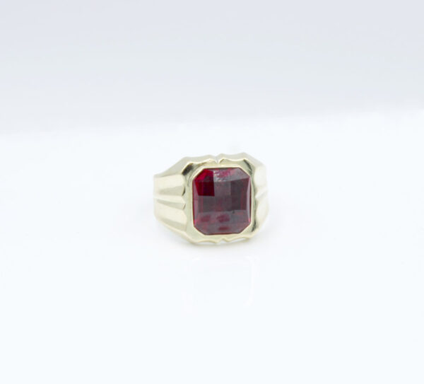 Sello Piedra roja Oro 18k Hombre - Imagen 6