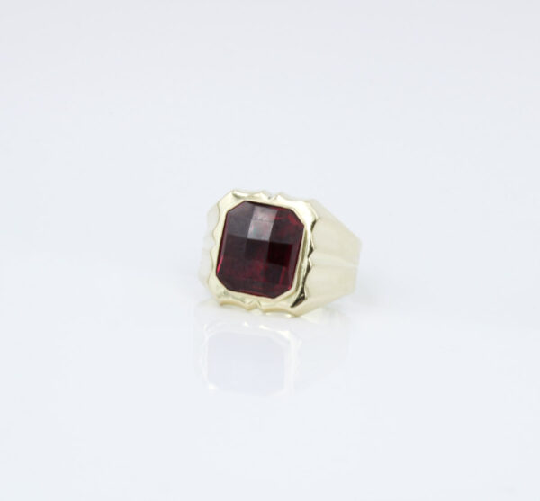 Sello Piedra roja Oro 18k Hombre - Imagen 5