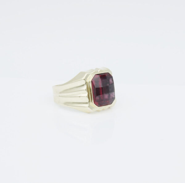 Sello Piedra roja Oro 18k Hombre - Imagen 4
