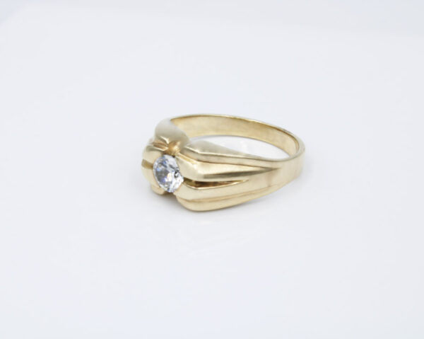 Sortija solitario para hombre Oro 18k.Circonita - Imagen 2
