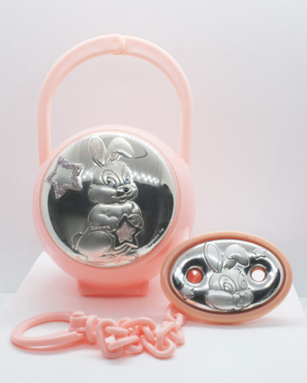Set Portachupetero Plata Bebé