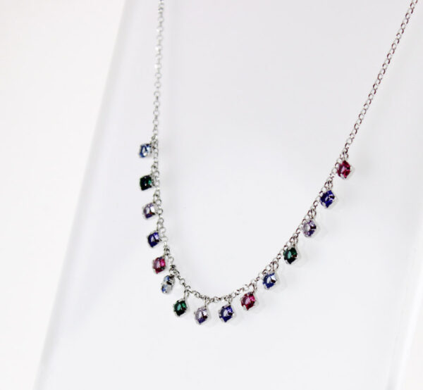 Gargantilla Piedras Colores en Plata Ley Rodiada - Imagen 4