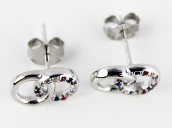 Pendientes doble circulo plata ley circonitas color - Imagen 2