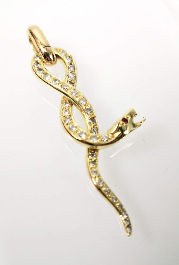 Colgante Serpiente en Oro 18k y brillantes - Imagen 2