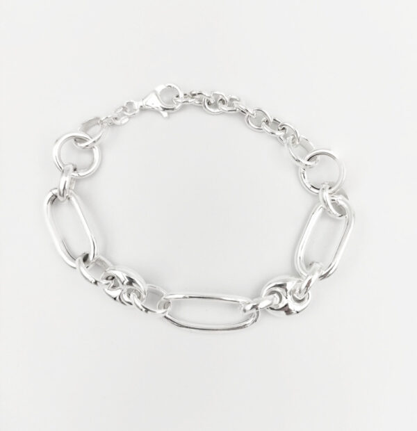 Pulsera de Calabrote y eslabones en plata de ley 925