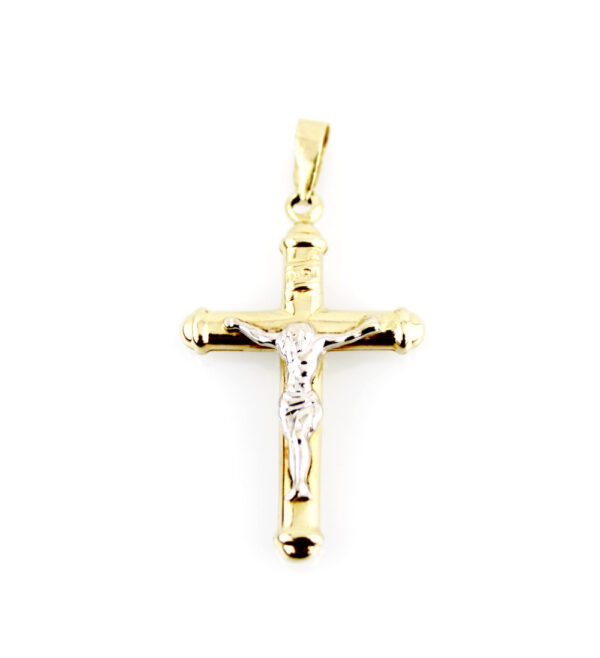 Cruz con cristo bicolor en oro 18k