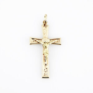 Cruz con cristo labrada en Oro 18k