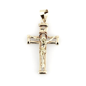 Cruz con Cristo calada en Oro 18k