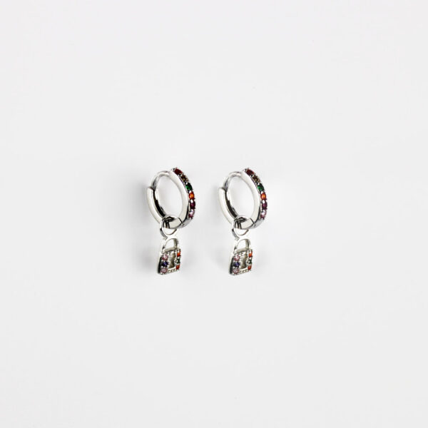Aros de Candado Plata ley y Circonitas multicolor