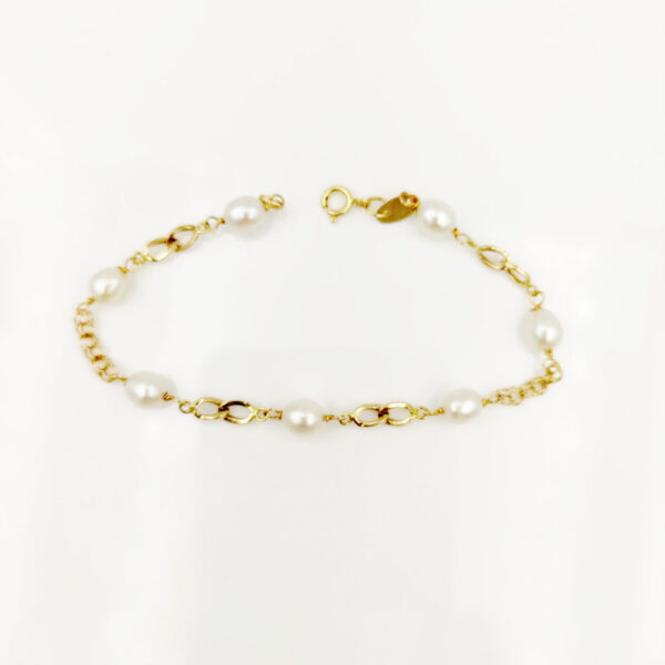 Pulsera Comunión Perlas y Oro 18k - Imagen 3