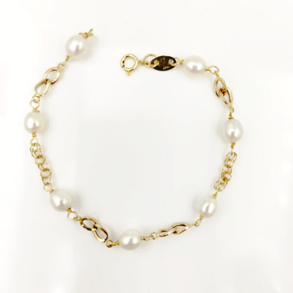 Pulsera Comunión Perlas y Oro 18k - Imagen 2