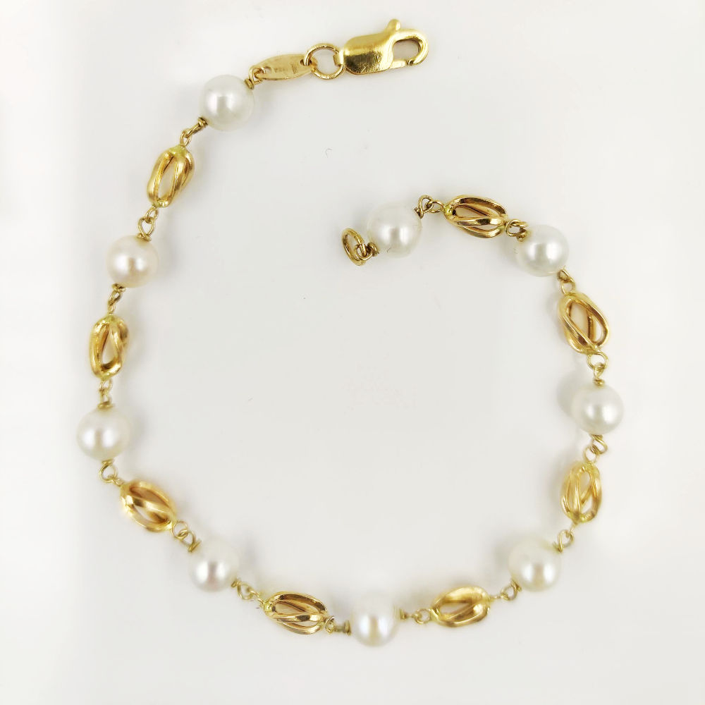 Pulsera Comunión Oro 18k y perlas cultivadas