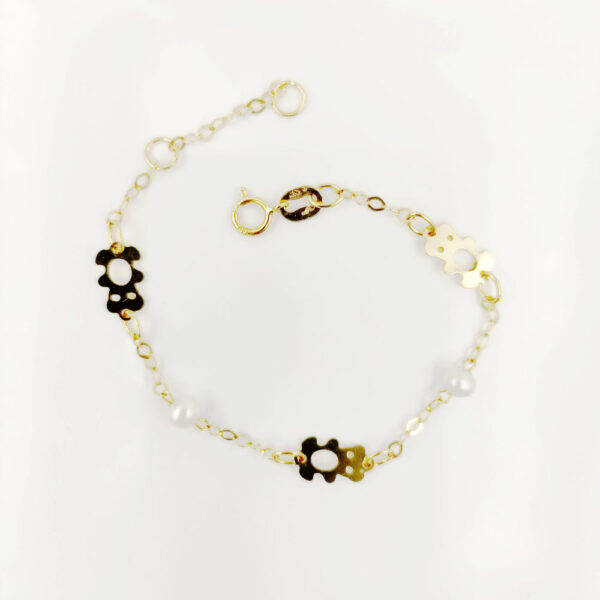 Pulsera bebé osos perlas cultivadas en oro18k