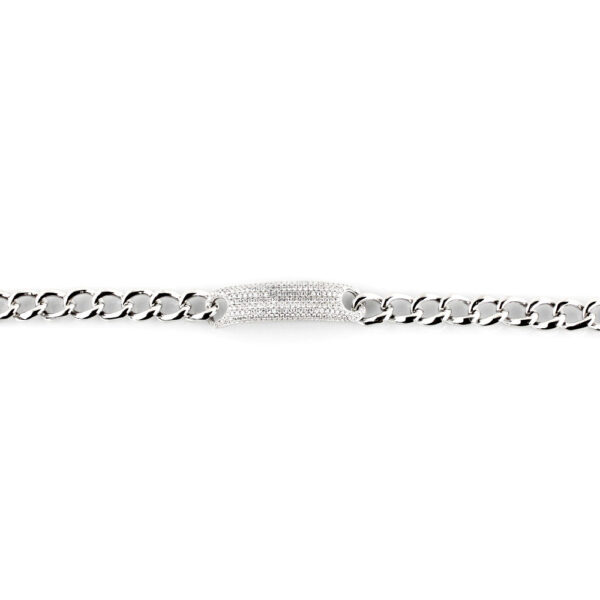 Pulsera Placa Circonitas en Plata ley 925 Rodiada