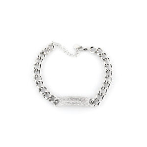 Pulsera Placa Circonitas en Plata ley 925 Rodiada