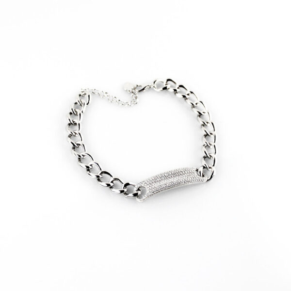 Pulsera Placa Circonitas en Plata ley 925 Rodiada - Imagen 2