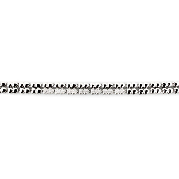 Pulsera en Plata ley 925 Rodiada con chapa cubierta de piedras Circonitas transparente. Largo 19-22 cm extensible y cierre mosquetón