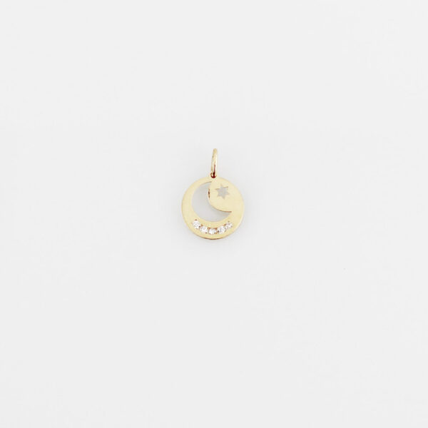 Colgante Luna Estrella con circonitas en Oro 18k