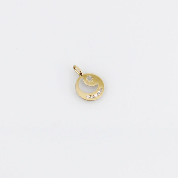 Colgante Luna Estrella con circonitas en Oro 18k