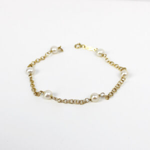 Pulsera Comunión Perlas modelo Húngara Oro 18k