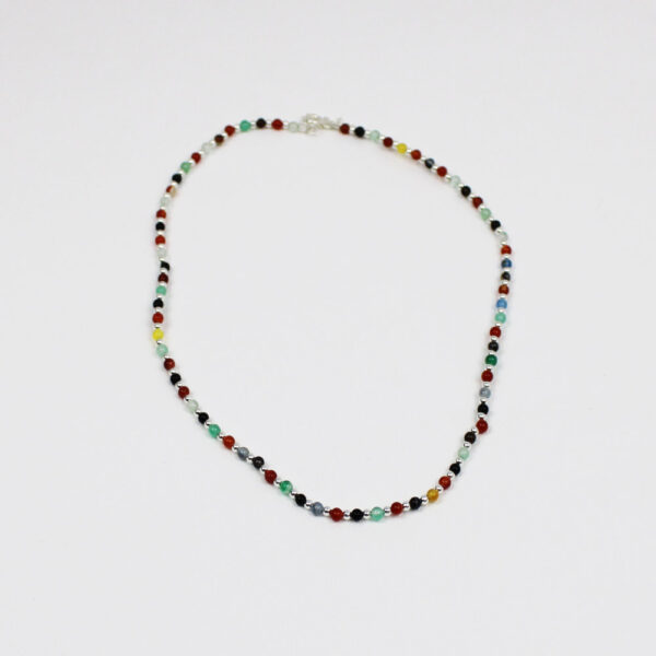 Collar piedras colores con bolas en plata ley 925