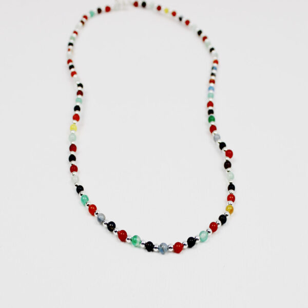 Collar piedras colores con bolas en plata ley 925