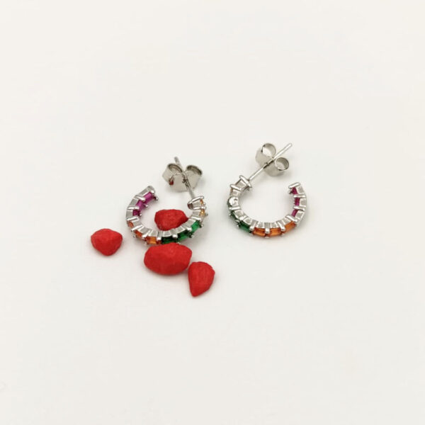 Aros en Plata ley Rodiada y Circonitas colores