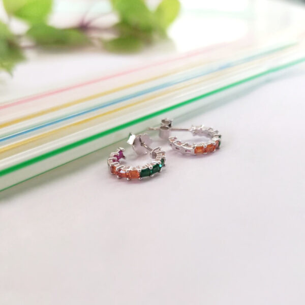 Aros en Plata ley Rodiada y Circonitas colores - Imagen 4