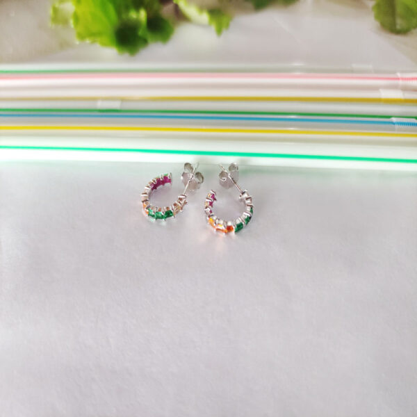 Aros en Plata ley Rodiada y Circonitas colores - Imagen 3