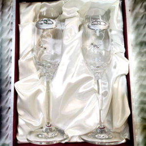 Juego Copas Bodas de Cristal con detalles