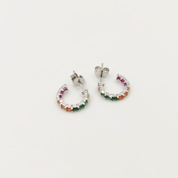 Aros en Plata ley Rodiada y Circonitas colores