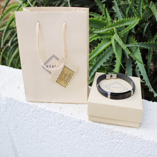 Pulsera Avanty en Piel negra y acero - Imagen 4