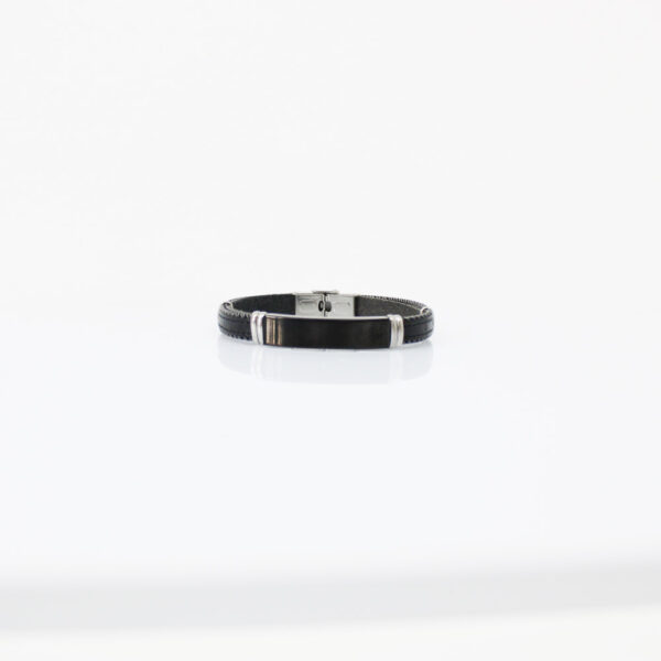 Pulsera Avanty en Piel negra y acero