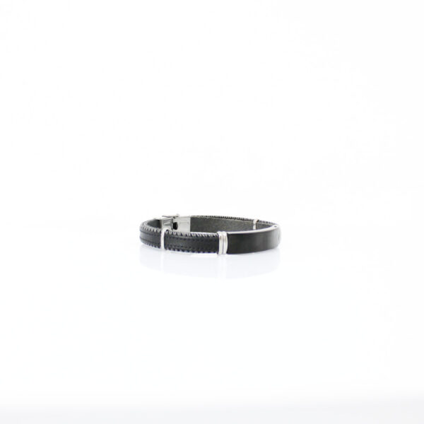 Pulsera Avanty en Piel negra y acero - Imagen 3