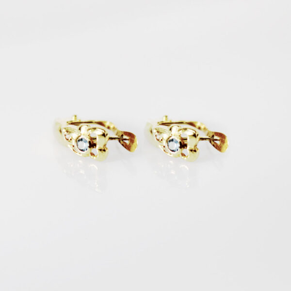 Pendientes Aguamarina y circonita en Oro 18k - Imagen 3