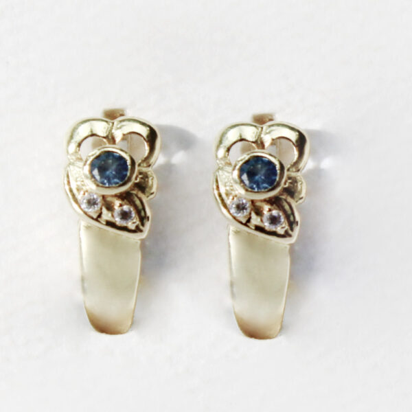 Pendientes Aguamarina y circonita en Oro 18k