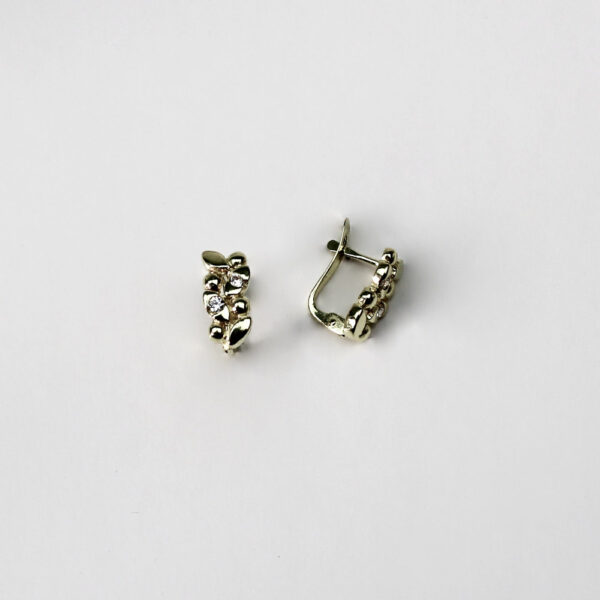 Pendientes hoja con circonitas en Oro 18k