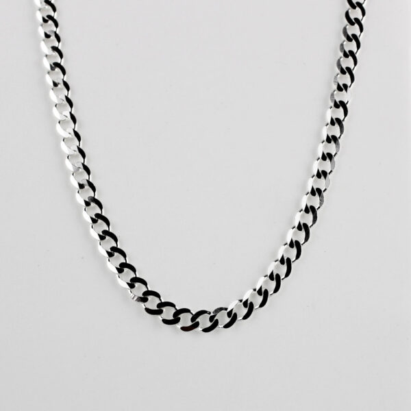 Cadena Barbada Plana en Plata ley 925. 50 cm - Imagen 4