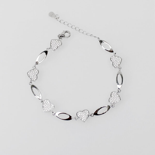 Pulsera Corazones con circonitas en Plata ley 925