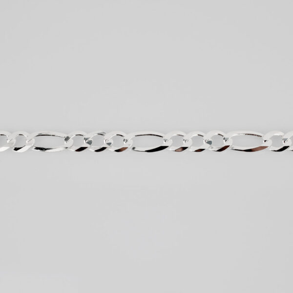 Pulsera Fígaro Plana Silver Diez Plata Ley 925 - Imagen 2