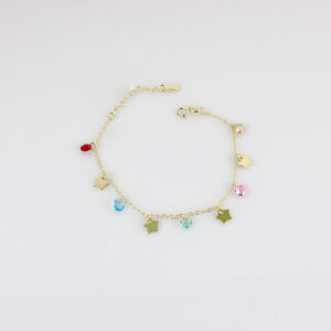 Pulsera Estrellas Piedras colores en plata ley 925