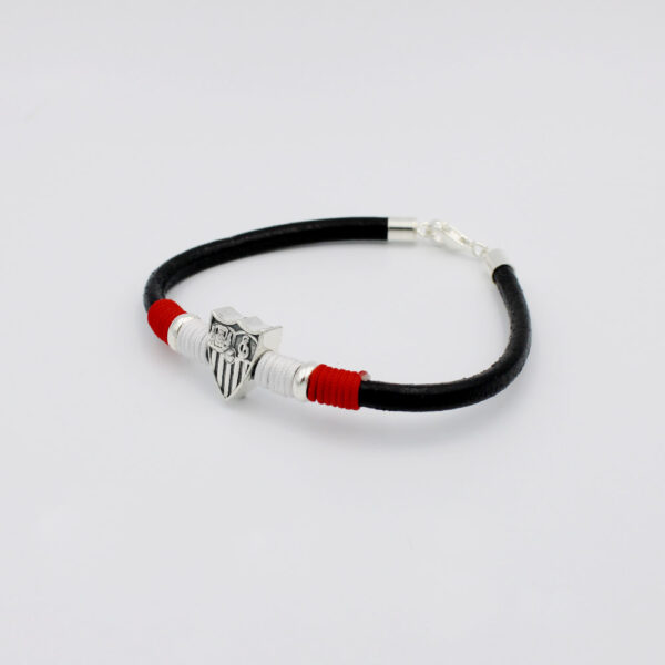 Pulsera del Sevilla FC en Plata Ley 925 y Piel