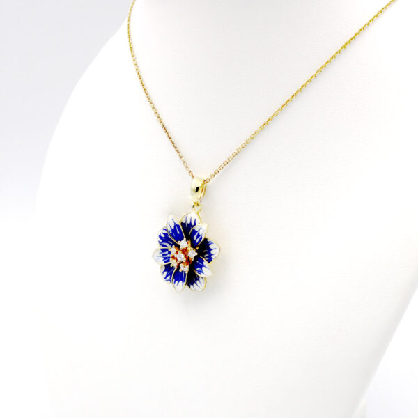 Gargantilla Flor Esmaltada en Plata Ley Chapada