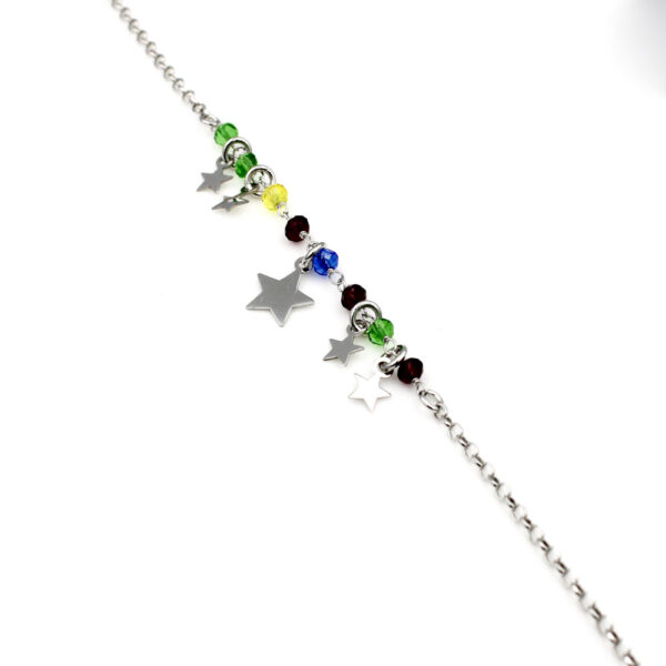 Pulsera Estrella Colores en Plata ley Rodiada